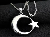 Büyük Boy Şanlı Ay Yıldızımız Tasarımlı Kral Zincirli 925 Ayar Gümüş Kolye thumbnail 4