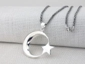 Büyük Boy Şanlı Ay Yıldızımız Tasarımlı Kral Zincirli 925 Ayar Gümüş Kolye thumbnail 6