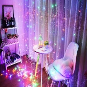 RENKLİ SALKIM LED IŞIK 3.50X2 METRE SALKIM IŞIK RENKLİ LED IŞIK 10 DALLI MODLU 220V RENKLİ PERDE LED IŞIK - 1