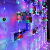 RENKLİ SALKIM LED IŞIK 3.50X2 METRE SALKIM IŞIK RENKLİ LED IŞIK 10 DALLI MODLU 220V RENKLİ PERDE LED IŞIK - 2