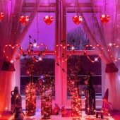 KIRMIZI SALKIM LED IŞIK KALPLİ SALKIM LED IŞIK YILBAŞI IŞIKLARI VİTRİN DEKOR SÜSLEME IŞIĞI RED LİGHT - 5