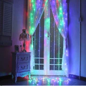 RENKLİ SALKIM LED IŞIK 3.50X2 METRE SALKIM IŞIK RENKLİ LED IŞIK 10 DALLI MODLU 220V RENKLİ PERDE LED IŞIK - 4