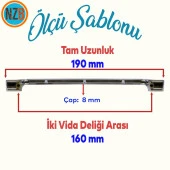 Mobilya Banyo Mutfak Dolabı Çekmece Dolap Kapak Kulpu Kulbu Metal Kulp Krom 160 mm - 2