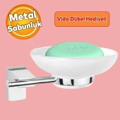 Lavabo Banyo Wc Vidalı Metal Sabunluk Katı Sabunluk Cam Haznesi El Sabunluğu Kristal thumbnail 1