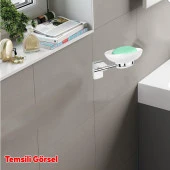 Lavabo Banyo Wc Vidalı Metal Sabunluk Katı Sabunluk Cam Haznesi El Sabunluğu Kristal thumbnail 4