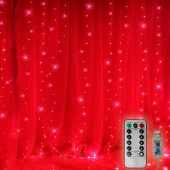 KIRMIZI SALKIM LED IŞIK KIRMIZI LED IŞIK USB + KUMANDALI KIRMIZI İNCE PERİ LEDLİ 3X2.5 METRE YILBAŞI IŞIKLARI NOEL IŞIKLARI thumbnail 1
