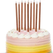12 ADET ROSE GOLD DOĞUM GÜNÜ MUMU ROSE GOLD UZUN MUM ROSE GOLD İNCE MUM ROSE GOLD MUM CHURCH ROSE GOLD CANDLES - 1