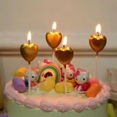 4 ADET GOLD KALPLİ PASTA MUMU KALPLİ DOĞUM GÜNÜ PASTA MUMU GOLD PASTA MUMU KALPLİ MUM GOLD CANDLE thumbnail 1