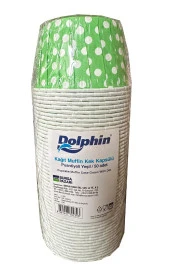 Dolphin Muffin Kağıt Karton Yeşil Puantiyeli Cupcake Kek Kalıbı Kapsülü Kabı - 50 Adetlik 5 Paket thumbnail 2