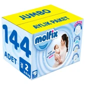 Molfix Bebek Bezi Beden:2 (3-6Kg) Mini 144 Adet Jumbo Aylık Pk thumbnail 1
