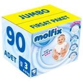 Molfix Bebek Bezi Beden:3 (4-9Kg) Midi 90 Adet Jumbo Fırsat Pk thumbnail 1