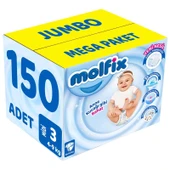 Molfix Bebek Bezi Beden:3 (4-9Kg) Midi 150 Adet Jumbo Mega Pk thumbnail 1