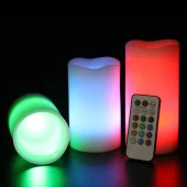 LED REMOTE CONTROL ELECTRONİC CANDLE KUMANDALI RENKLİ IŞIKLI MUM 3LÜ SET IŞIKLI MUM ROMANTİK DEKOR MUM thumbnail 3