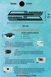 DS Automobiles DS9 Yan Şerit Performance Oto Araba Sticker Sağ ve Sol Siyah 55*16 Cm - 4