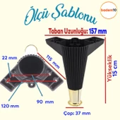 Wetra Line 6'lı Set Mobilya TV Ünitesi Çekyat Koltuk Kanepe Destek Ayağı 15 cm Siyah Altın M8 Civata - 2