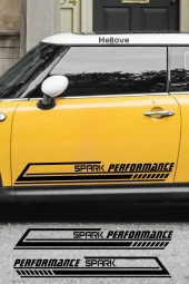 Chevrolet Spark Yan Şerit Performance Oto Araba Sticker Sağ ve Sol Siyah 55*16 Cm - 3