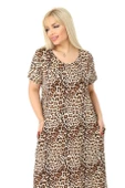 Melsay Butik Küçük Leopar Desen Cepli Kısa Kol Kadın Midi Elbise thumbnail 6
