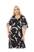 Melsay Butik Beyaz Tüy Bağlamalı Kısa Kollu Kadın Midi Elbise - 4