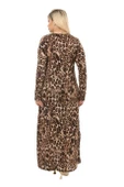 Melsay Butik Leopar Desen Kollu Kadın Uzun Tesettür Elbise - 4