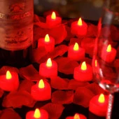 HEART RED LİGHT CANDLES 24 ADET KIRMIZI LED IŞIKLI KALPLİ MUM KIRMIZI LED MUM KIRMIZI IŞIKLI MUM - 1