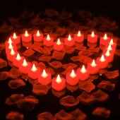 HEART RED LİGHT CANDLES 24 ADET KIRMIZI LED IŞIKLI KALPLİ MUM KIRMIZI LED MUM KIRMIZI IŞIKLI MUM - 3