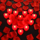 HEART RED LİGHT CANDLES 24 ADET KIRMIZI LED IŞIKLI KALPLİ MUM KIRMIZI LED MUM KIRMIZI IŞIKLI MUM - 4