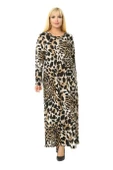 Melsay Butik Kaplan Desen Uzun Kollu Kadın Uzun Tesettür Elbise - 1