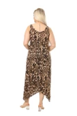 Melsay Butik Büyük Leopar Desen Askılı V Yaka Uzun Elbise thumbnail 6