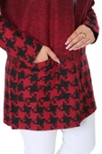 Melsay Butik Kırmızı Kazayağı Desen Kısa Büyük Beden Kadın Hırka - 6