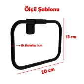 Siyah Paslanmaz Metal Vidalı Bez Havluluk Aparatı Lavabo Banyo Mutfak Bez Havlu Askısı thumbnail 2