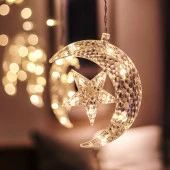 DEKOR RAMAZAN SÜSLEME IŞIĞI GÜN IŞIĞI AY YILDIZ PERDE LED IŞIK AY YILDIZ SALKIM IŞIK AY YILDIZ IŞIK thumbnail 3