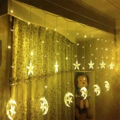 DEKOR RAMAZAN SÜSLEME IŞIĞI GÜN IŞIĞI AY YILDIZ PERDE LED IŞIK AY YILDIZ SALKIM IŞIK AY YILDIZ IŞIK thumbnail 4