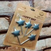 VIP SİLVER STAR HAPPY BIRTHDAY CANDLE 5 ADET METALİK GÜMÜŞ YILDIZLI PASTA MUMU YILDIZ DOĞUM GÜNÜ MUMU - 1