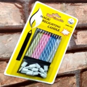 MAGIC RELIGHTING CANDLE BIRTHDAY VIP KALİTE SİHİRLİ PASTA MUMU ÜFLE SÖNSÜN BEKLE TEKRAR YANSIN 10 ADET thumbnail 1