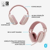 LOGITECH Zone Vibe 100 pembe Kablosuz bilgisayar Kulakligi. - 3