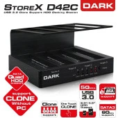 DARK DK-AC-DSD42C StoreX 2.5"/3.5" inç 4 Disk Destekli Tek tus klonlama USB3.0 docking - 1