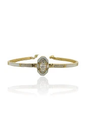 Pırlanta Modeli Beyaz Mineli Zarif ve Kibar Altın Bileklik thumbnail 1