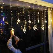 DEKOR DÜĞÜN IŞIKLARI LED GÜN IŞIĞI AY YILDIZ PERDE LED IŞIK AY YILDIZ SALKIM IŞIK AY YILDIZ IŞIK - 5