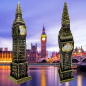 Vintage Metal İngiltere London Big Ben Saat Kulesi Antik Bronz 23 cm thumbnail 4