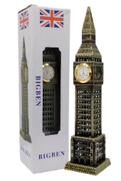 Vintage Metal İngiltere London Big Ben Saat Kulesi Antik Bronz 23 cm thumbnail 6