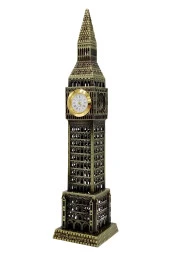 Vintage Metal İngiltere London Big Ben Saat Kulesi Antik Bronz 23 cm thumbnail 10