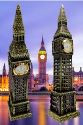 Vintage Metal İngiltere London Big Ben Saat Kulesi Antik Bronz 23 cm thumbnail 11