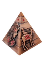 Vintage Metal Mısır Piramidi Biblo Antik Bakır 8 cm thumbnail 7