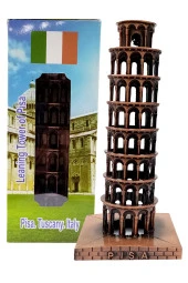 Vintage Metal İtalya Pisa Kulesi Biblo Antik Bakır 16 cm thumbnail 6