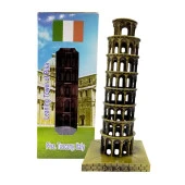 Vintage Metal İtalya Pisa Kulesi Biblo Antik Bronz 16 cm thumbnail 1