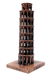 Vintage Metal İtalya Pisa Kulesi Biblo Antik Bakır 16 cm thumbnail 9