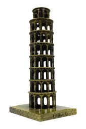Vintage Metal İtalya Pisa Kulesi Biblo Antik Bronz 16 cm thumbnail 8