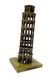 Vintage Metal İtalya Pisa Kulesi Biblo Antik Bronz 16 cm thumbnail 9