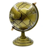 Vintage Metal Dünya Küre Biblo Antik Bronz 12 cm thumbnail 1