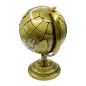 Vintage Metal Dünya Küre Biblo Antik Bronz 12 cm thumbnail 4